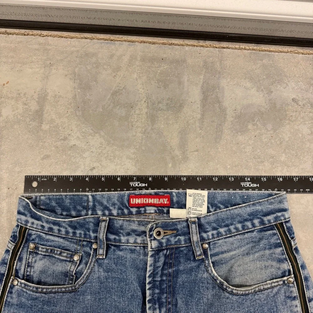 90s Men Unionbay Side Zip Wide Leg Skater Denim Jeans 32x30
